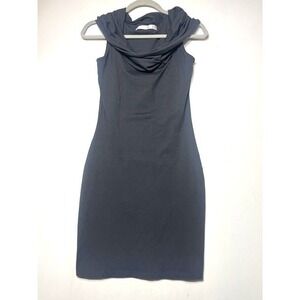 Susana Monaco Sleeveless Cowl Neck Sheath Dress Black Supplex Small